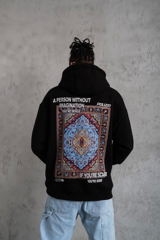 Suma Erkek Kilim Desen Kapüşonlu - Siyah
