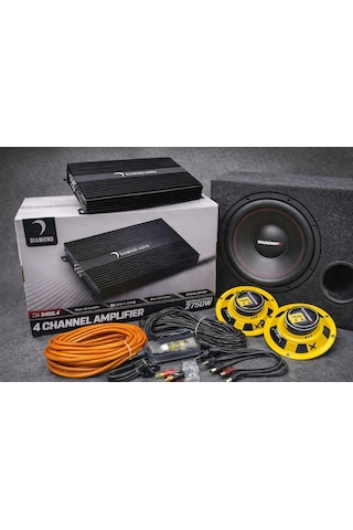 Soundmax Takım Set 30cm Subwoofer Dıamond 4 Kanallı Anfi 16cm Midrange Kablo Seti