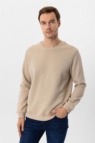 Süvari Oversize Kalıp O Yaka 3 İplik Yumuşak Dokulu Sweat Bej