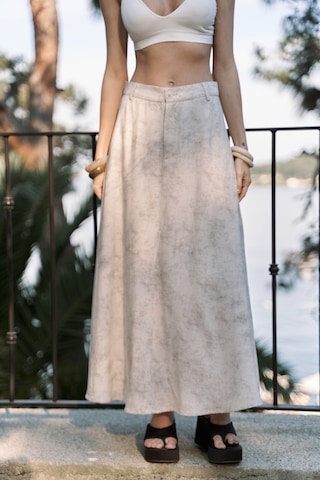 Garias Cepli Uzun Batik Desenli Bej Etek Bej