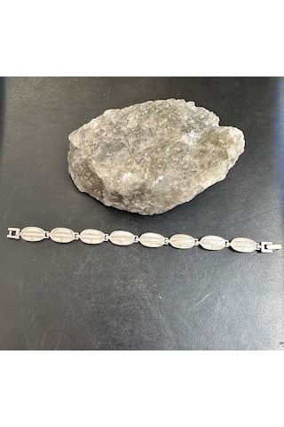 Sedef Taşlı 925 Ayar Gümüş Bileklik 22,45 Gram 17 Cm S Beden