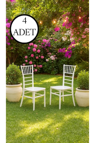 4 Adet Soho Beyaz Sandalye / Balkon-bahçe-mutfak Beyaz