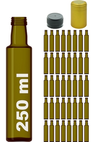 Afracam Dorika Yeşil 250 ML Cam Şişe Kapak Kapüşon 40 Adet