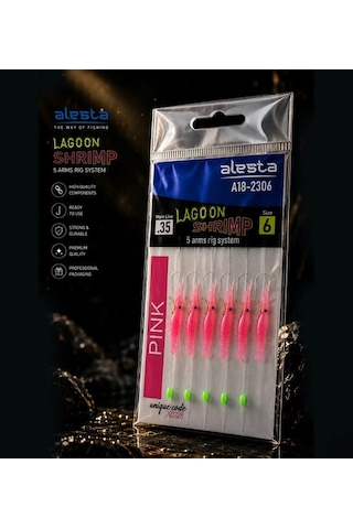 Alesta Lagoon Shrımp Rıg X0288 5 Köstek 0.35mm No:6 İğne Renk:pınk