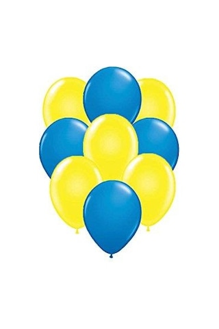 25 Adt Metalik Koyu Mavi Lacivert-Civciv Sarı Balon Helyumla Uçan