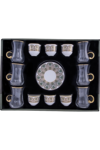 Decorium 18 Parça Kulplu Çay ve Mırra Takımı Hürrem M02028 Şeffaf