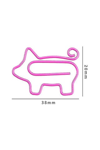 Pembe Domuz Şekilli Kağıt Klips Kitap Ayracı, 20 Adet