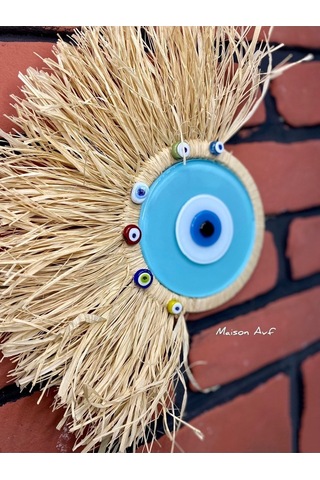 El Yapımı Yelpaze Model Rafya Nazar Duvar Süsü M099