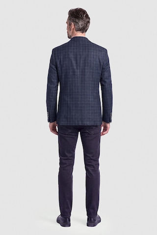 Bisse Lacivert Ekose Desenli Çift Düğmeli Blazer Ceket Pck26k26202 K39