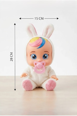 Konuşan Ve Gözyaşı Döken Kolları Ve Kafası Et Bebek Peluş Tulumlu 28 Cm Ağlayan Oyuncak Bebek Beyaz