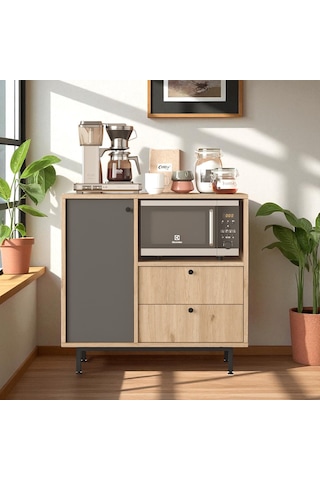 Robin Home Çok Amaçlı Dolap Mutfak Dolabı Sepet-gri Ahşap - Antrasit