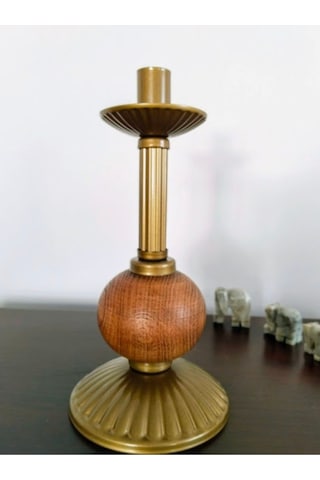 Tekli Pino Mumluk Ahşap Top Detaylı Eskitme