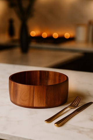 Oval Ahşap Kase 24.5 X 8 Cm Kahvaltı, Kurabiye Ve Atıştırmalık Kasesi Kahverengi