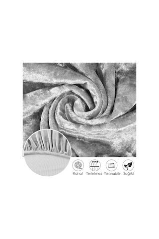 StarMall Kadife Kumaş Oval Sandalye Kılıfı,sandalye Örtüsü 1 Adet Gri