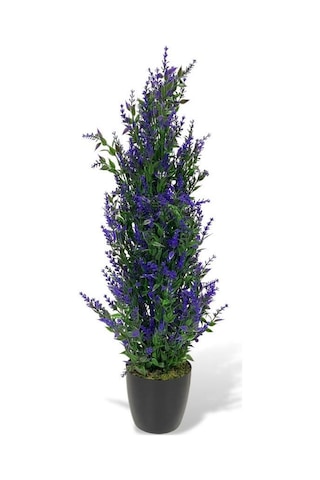 Yapay Çiçek Siyah Saksıda Mor Lavanta Ağacı 55cm