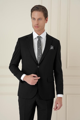 Efor Slim Fit Çift Yırtmaç Mono Yaka Klasik Siyah Takım Elbise Tk 912 Siyah