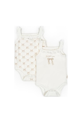 Babycosy Organic Wear Bebek 2li Askılı Zıbın Body %100 Organik Pamuk - Bebek Ve Yenidoğan Serisi - Csy8135 Taş