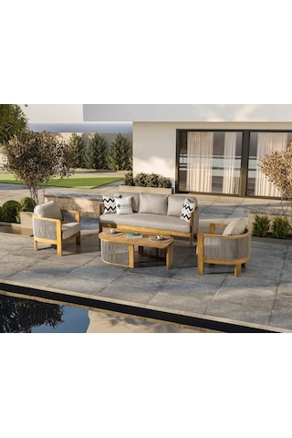 Ares Wood Bahçe Balkon Oturma Grubu Ahşap