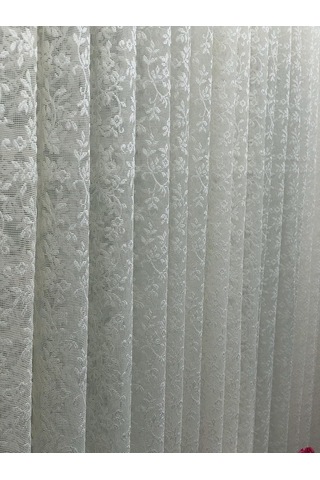 Perdealemi Özel Örme Dokulu Dantel Tül Perde , 100x260, Seyrek Pile, 1/2 Çok Renkli