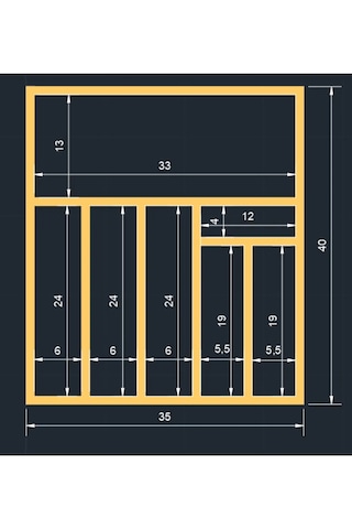 35x40 Cm Ahşap Kaşıklık Çekmece İçi Yemek Takımı Ve Servis Gereçleri Düzenleyici Organizer