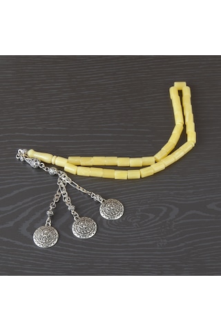 Sıkma Kehribar Alpaka Püskül Kesme Kesim 7x10mm Tesbih - Sarı Sarı