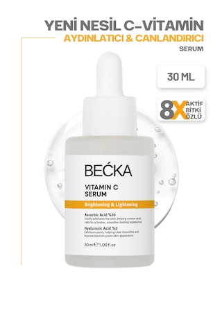 Becka %10 C Vitamini Serum - Aydınlatıcı Leke Karşıtı Hyalüronik Asitli 30 Ml
