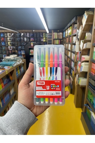 Keçeli Kalem Jumbo Fırça Uçlu 12 Li Şefaf Kutulu