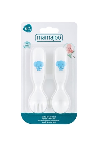 Mamajoo Desenli Kaşık & Çatal Seti / Mavi Fil Mavi
