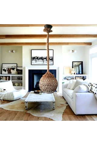 Marketcik Hasır Şapkalı Halat Avize