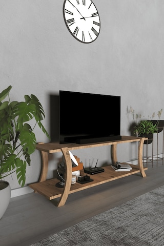 Lavellan Liva Modern Tv Sehpası Çift Katlı Fonksiyonel Televizyon Ünitesi Atlantik Çam