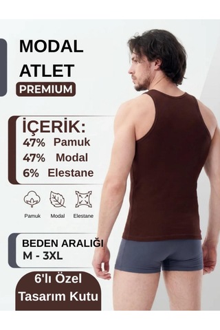 Mercan 6'lı Kahve Modal Atlet - Konfor Ve Rahat Kesim, Şıklık Seninle Kahverengi