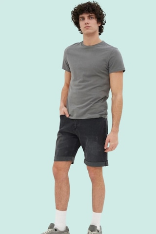 Ersefa Erkek Günlük Kombinlere Uygun Denim Şort Slim Fit Dar Paça Pamuk Antrasit