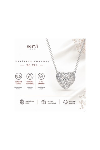 Servi 925 Ayar Gümüş Heart Fusion Kolye-9