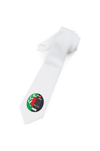 Baskıbazar Since Adalet Logosu Baskılı Saten Lüks Kıravat Baskıbazar Beyaz
