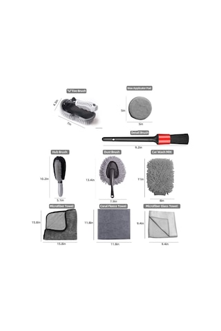 Lemestar 10 Adet Araç Lastik Fırça Seti - Mikrofiber Eldiven Ve Havlu İle Birlikte