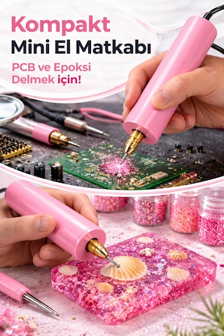 Usb Mini Drill Matkap Seti 7 Parça Mandren Seti+ 3 Adet Mikro Matkap Ucu Hassas Delme & Dıy-mını-usb-08-pembe