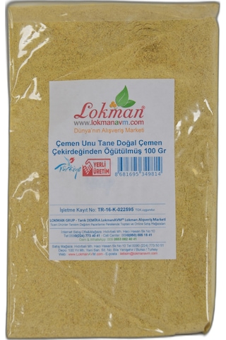 Lokman Avm Çemen Unu Tane Doğal Çemen Çekirdeğinden Öğütülmüş 100 Gr Paket