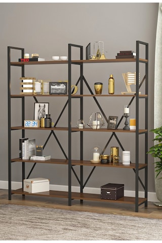 Wood House - Ilayda Geniş Raflı Kitaplık - Ceviz