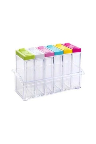 Createtech 6 Adet/takım Baharat Kutusu Tepsi Çeşni Depolama Plastik Nem Geçirmez Tuz Kavanozu Kırmızı Renk Ev Dekorasyonu Diğer