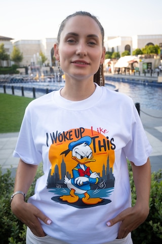 Book Orbook Sleepy Duck %100 Heavy Cotton Premium Kalite Unisex T-shirt Beyaz