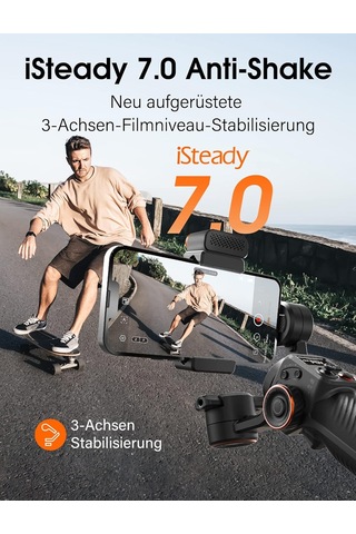İsteady M6 Kit 3 Eksenli Stabilizatörü, Manyetik Aı İzleyicili Gimbal Akıllı Telefon, Ayarlanabilir Cct/rgb Dolum Işığı, 0,91 İnç Oled Ekran, Maks. Taşıma Kapasitesi 400 G, Volgging Sku: Smg869001011