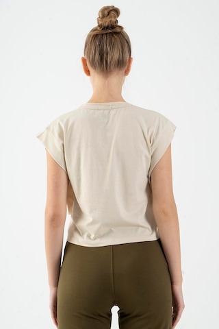 Maraton Regular Kadın Bisiklet Yaka Kil Rengi Crop Top Kil Rengi