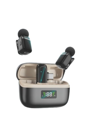 Plentiful S35 Mını Kablosuz Yaka Mikrofonu 2 Li Set Gürültü Engelleyici 30 Sa Pil Ömrü L 2.4g Şarj Kutulu