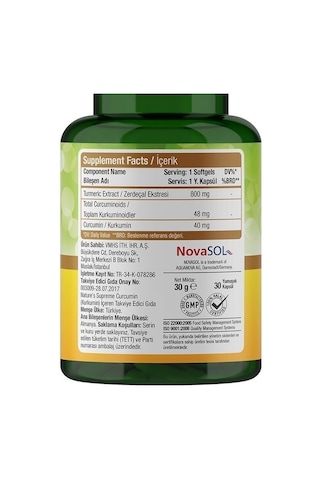 Nature's Supreme Curcumin 30 Yumuşak Kapsül