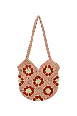 Baglan El Örgüsü Motif Desenli İçi Astarlı Omuz Çanta Bgl-st04725 Pudra