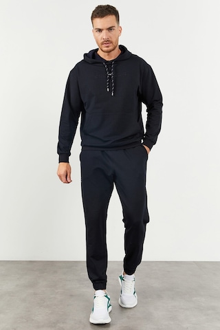 Tommy Life Lacivert Kapüşonlu Kanguru Cep Lastik Paça Erkek Oversize Eşofman Takımı - 85117 Lacivert
