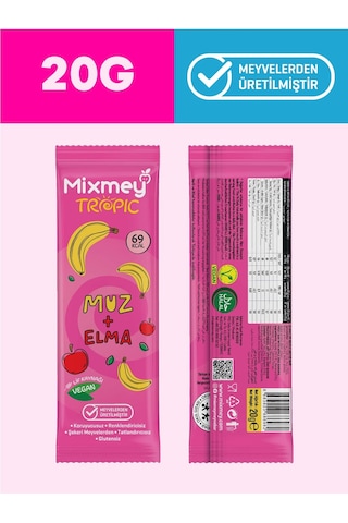 Muz + İncir Karma Meyve Barı 24 Adet Sağlıklı Atıştırmalıklar Vegan, Glutensiz 20gr X 24 Adet