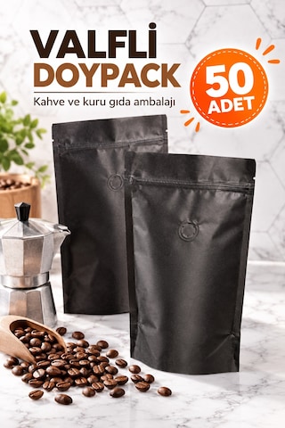 Valfli Doypack Ambalaj Poşeti 16x24,5+8 Cm 50 Adet