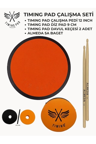 Timing Pad Çalışma Seti Çalışma Pedi 12 Inch + Diz Pedi 9 Cm + Davul Keçesi 2 Adet + Baget