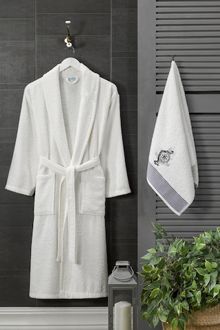 Bornoz - Nakışlı Havlu Seti Cora Erkek Krem L/xl+45x85cm Krem Erkek
